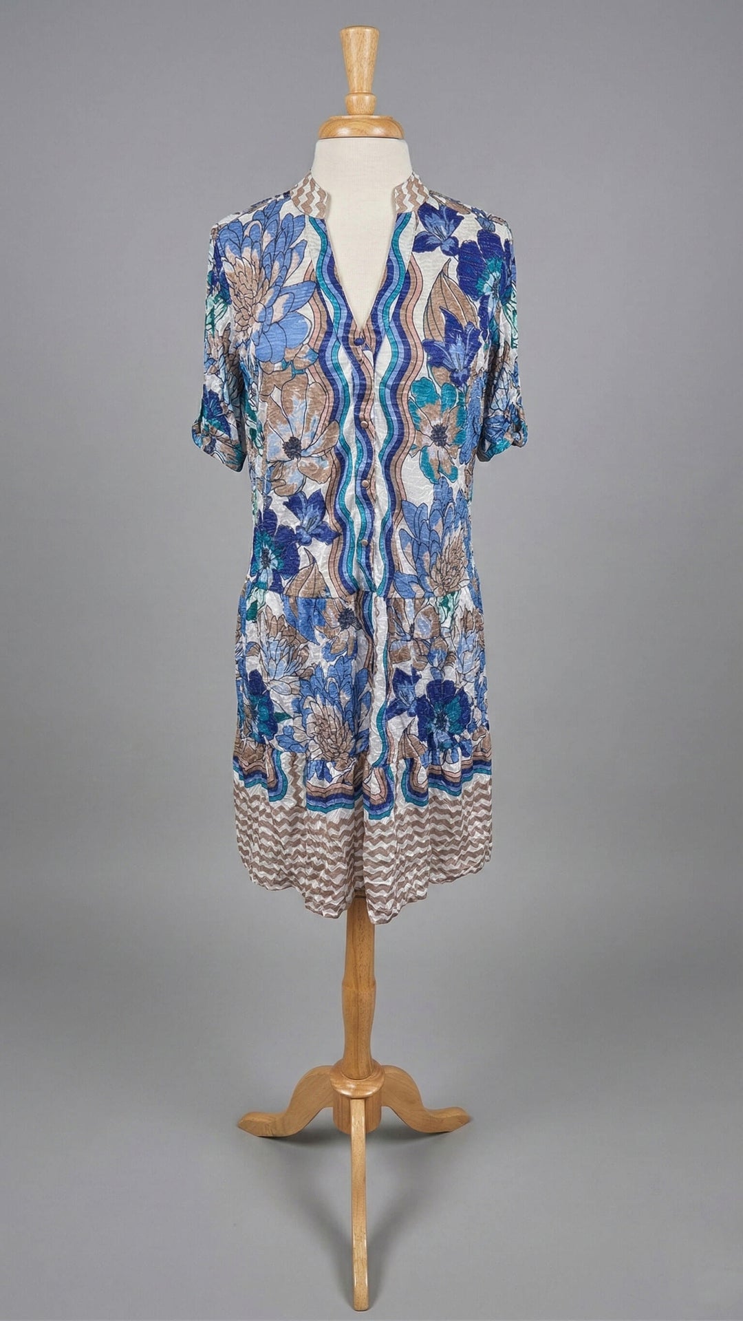 David Cline Roll-Up Sleeve Dress in Pool - Mildred Hoit