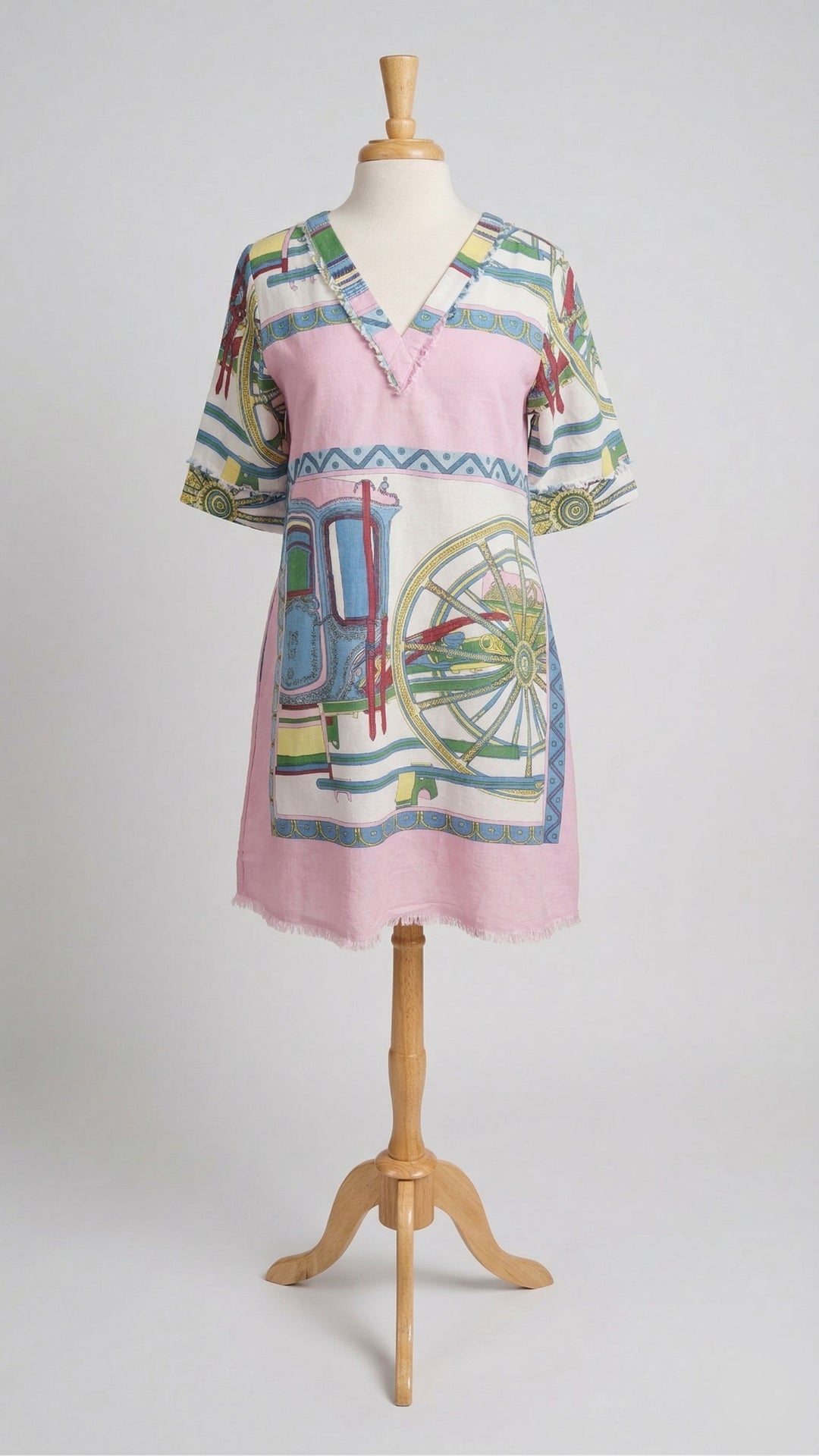 Dizzy Lizzie V-Neck Dress in Pink Coach - Mildred Hoit