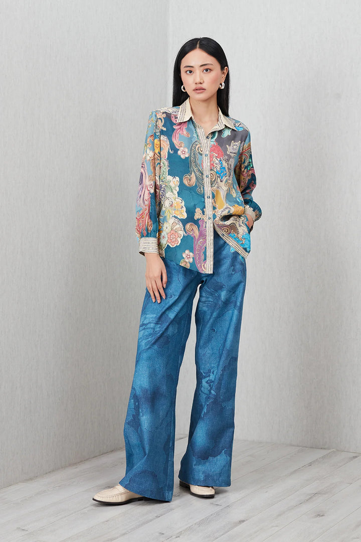 Ranna Gill Dorelle Buttondown Shirt in Multi - Mildred Hoit