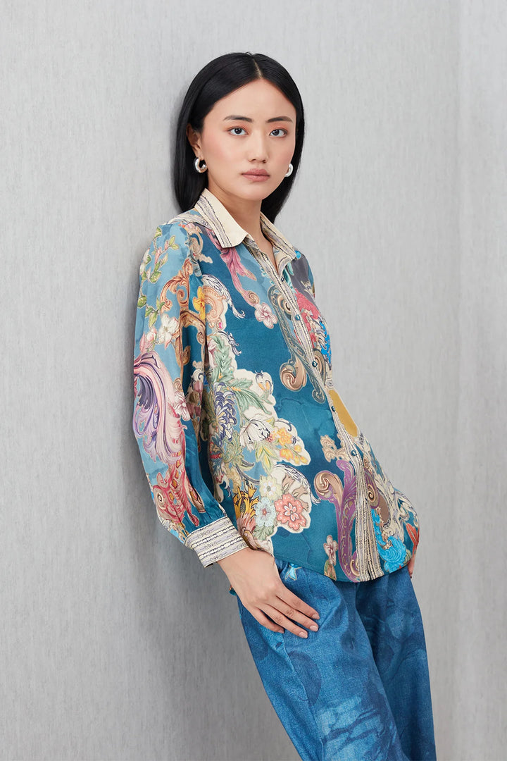 Ranna Gill Dorelle Buttondown Shirt in Multi - Mildred Hoit