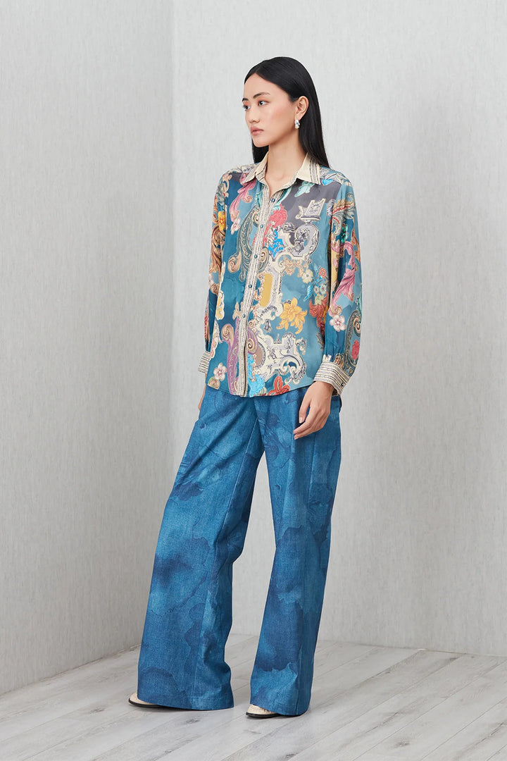 Ranna Gill Dorelle Buttondown Shirt in Multi - Mildred Hoit