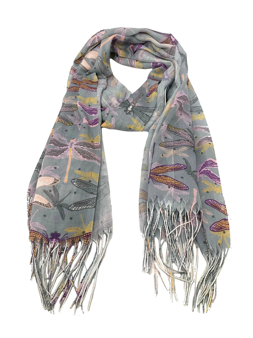 Dragonfly Scarf in Grey - Mildred Hoit