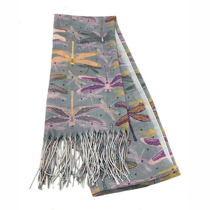 Dragonfly Scarf in Grey - Mildred Hoit
