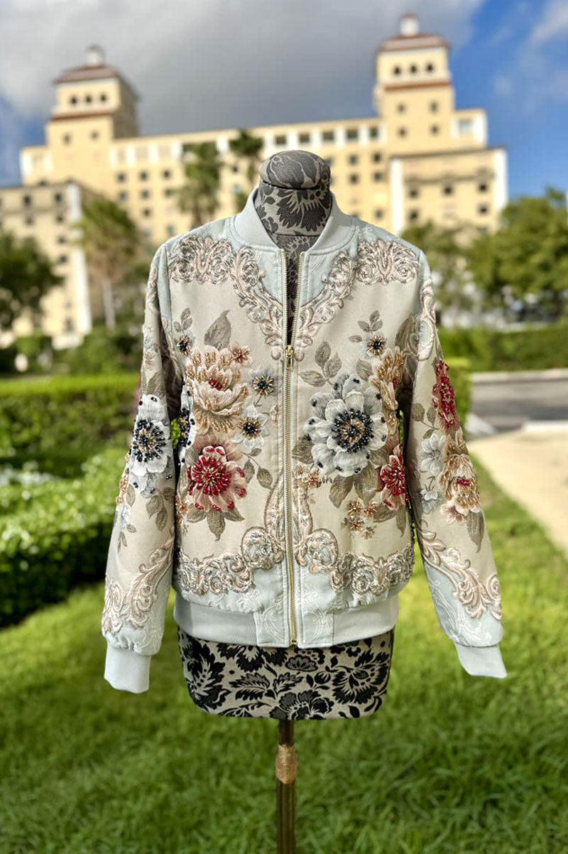 Tatiana Floral Embroidered Zippered Jacket