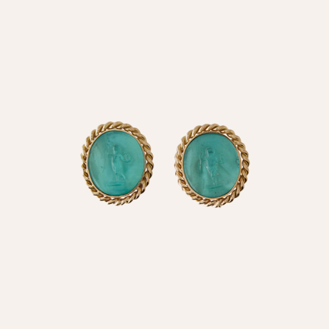 Clara Williams 14K Signature Paraiba Italian Glass Earrings - Mildred Hoit