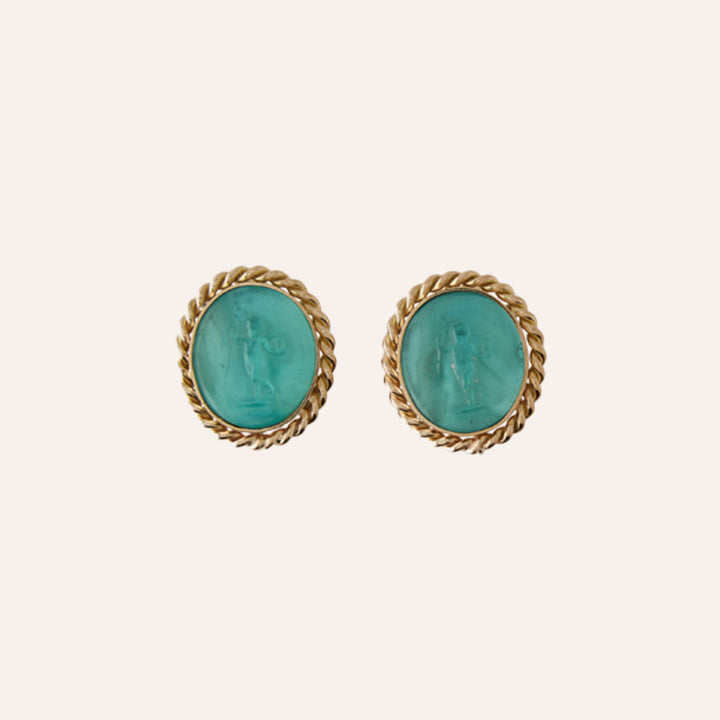 Clara Williams 14K Signature Paraiba Italian Glass Earrings - Mildred Hoit