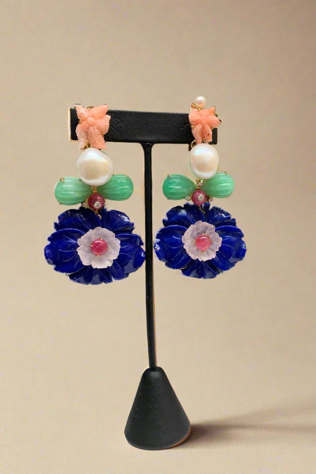Starfish and Floral Drop Earring