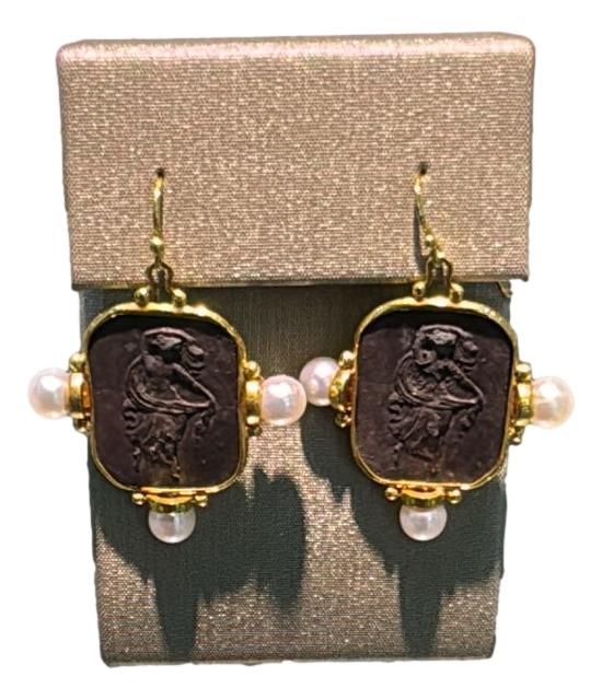 Antique Silver Earrings with Freshwater Pearls - Mildred Hoit
