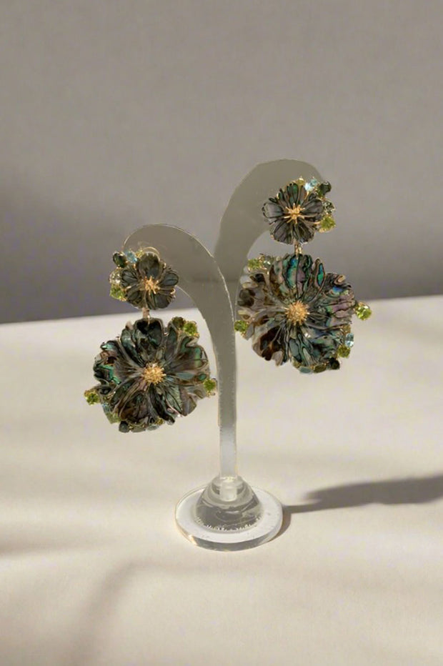 Abalone Large Floral Drop Earring