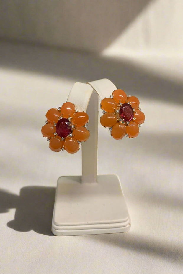Red Agate and Tourmaline Earrings available at Mildred Hoit in Palm Beach.