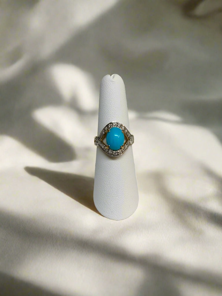 Turquoise and Diamond Ring - Mildred Hoit