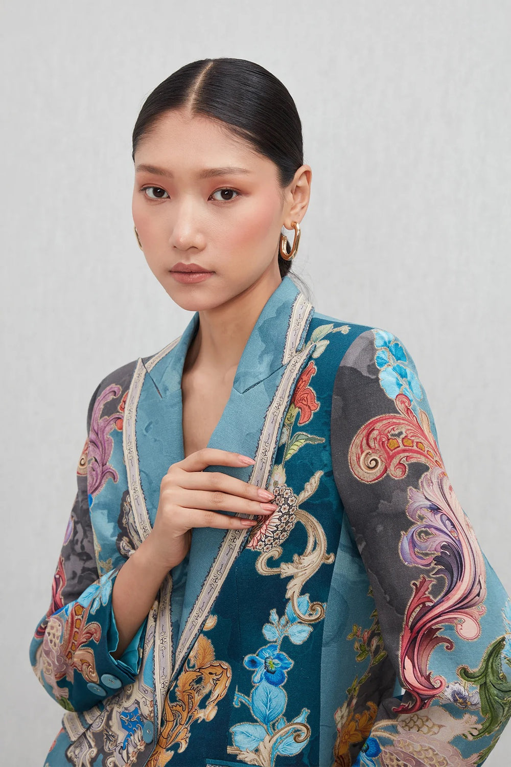 Ranna Gill Elaris Knotch Collar Jacket in Multi - Mildred Hoit