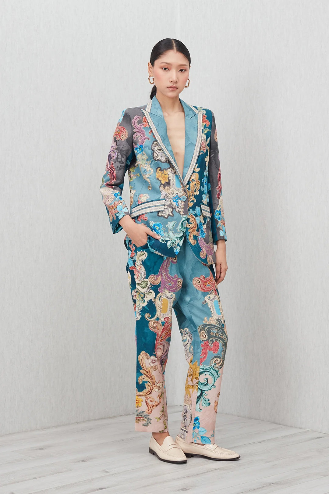 Ranna Gill Elaris Knotch Collar Jacket in Multi - Mildred Hoit