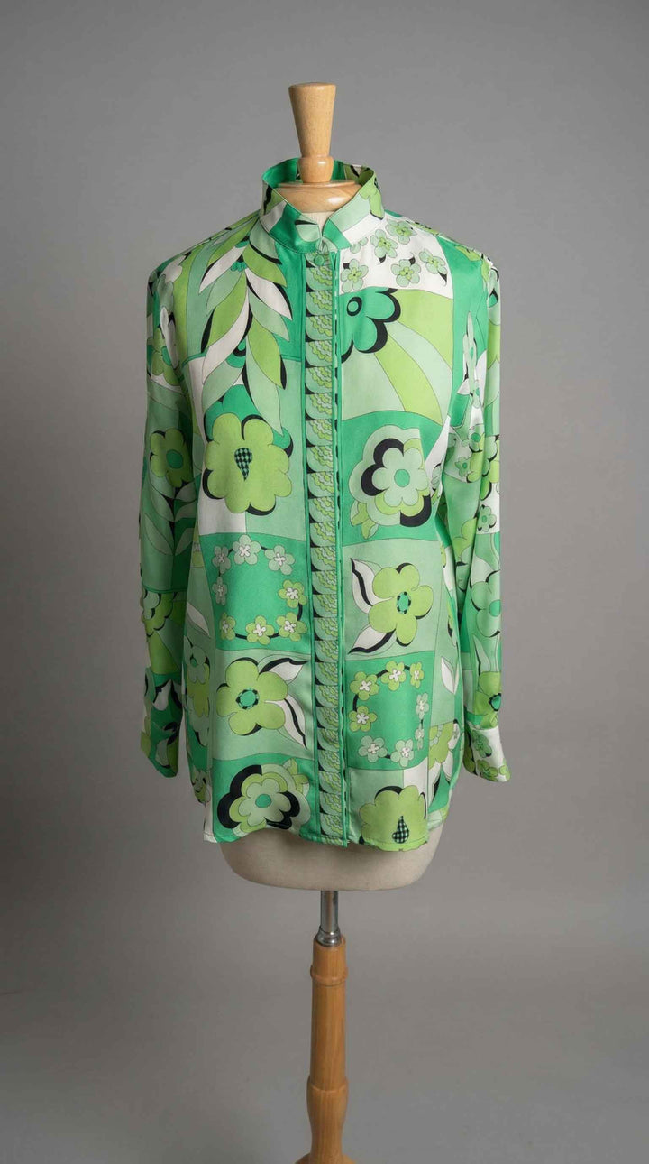 Averardo Bessi Mandarin Collar Silk Blouse in Swift 007