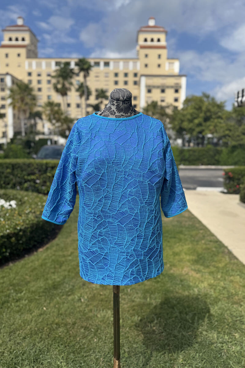Emmelle Abstract Botanic Stretch Jacquard Tunic in Blue - Mildred Hoit