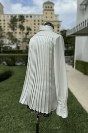 Mi Jong Lee Silk Pleated Shirt in Pearl