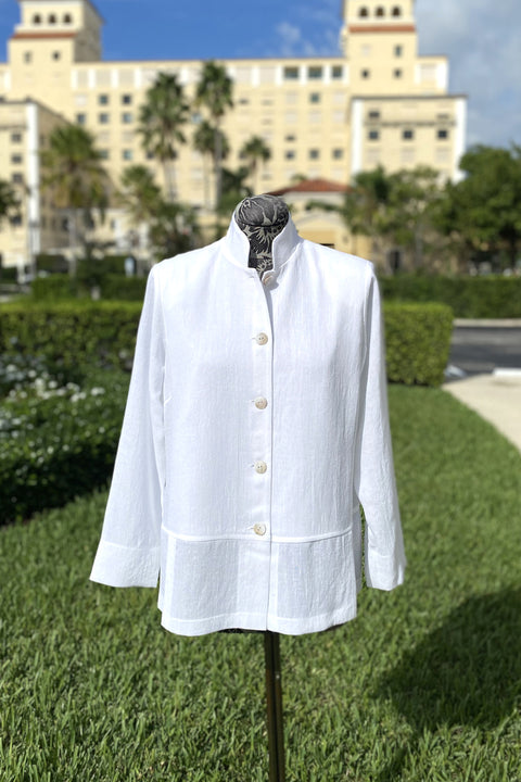 Emmelle Microlinen Button Down Jacket in White available at Mildred Hoit in Palm Beach.