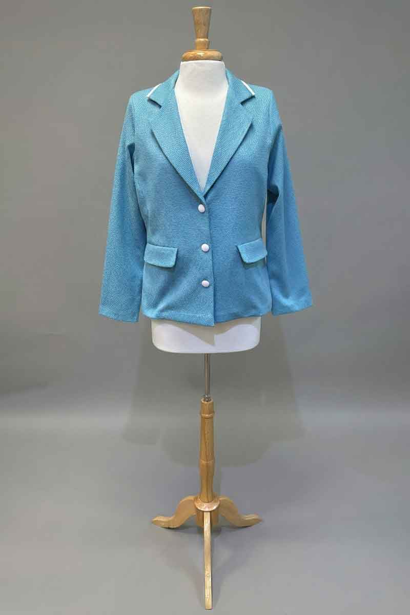 Emmelle Short Fitted Blazer in Cornflower - Mildred Hoit