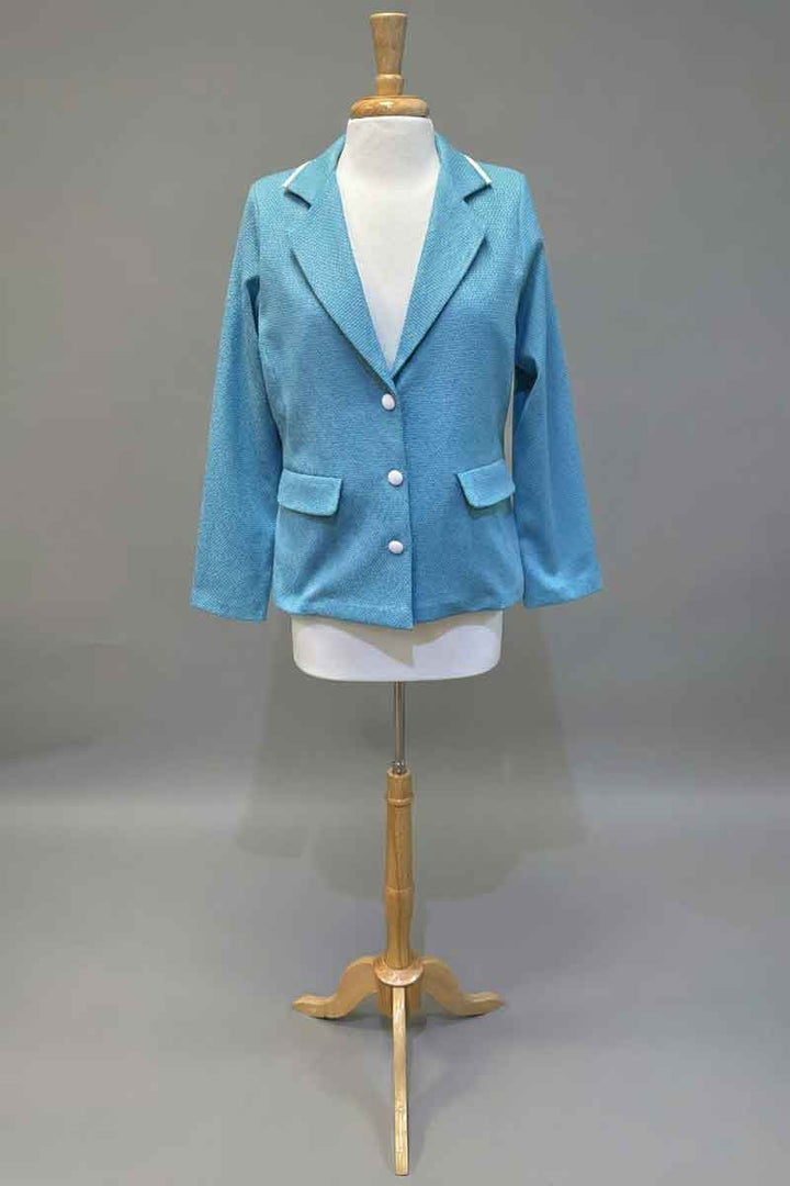 Emmelle Short Fitted Blazer in Cornflower - Mildred Hoit