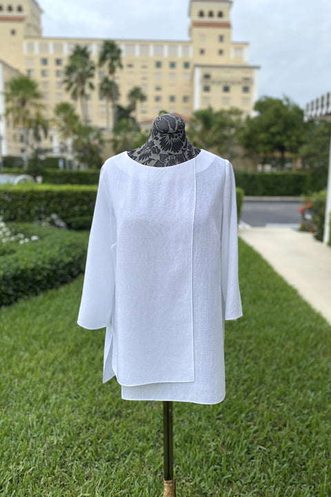 Emmelle Layered Front Microlinen Tunic in White available at Mildred Hoit in Palm Beach.