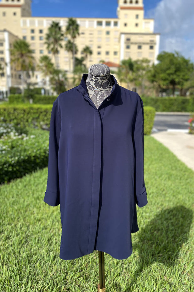 Emmelle Luxurious Crepe Tunic in Midnight available at Mildred Hoit in Palm Beach.