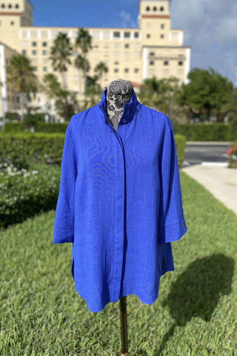 Emmelle Microlinen Tunic in Electric Blue - Mildred Hoit