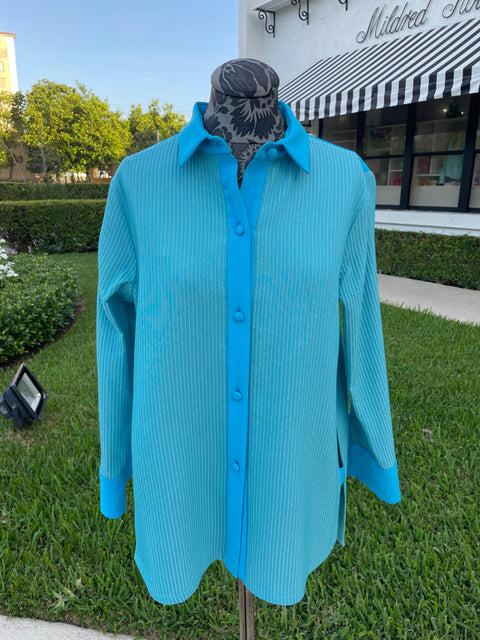 Emmelle Turquoise Textured Jacket available at Mildred Hoit in Palm Beach.