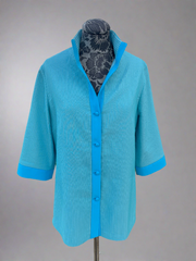Emmelle Bracelet Sleeve Textured Jacket in Turquoise