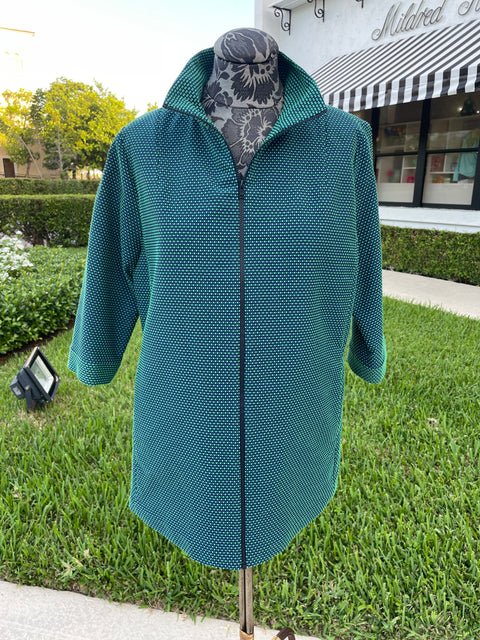Emmelle Green Textured Zip Up Jacket