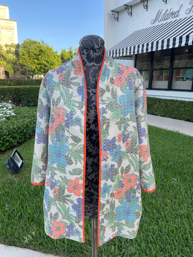 Emmelle Orange Floral Jacket available at Mildred Hoit in Palm Beach.