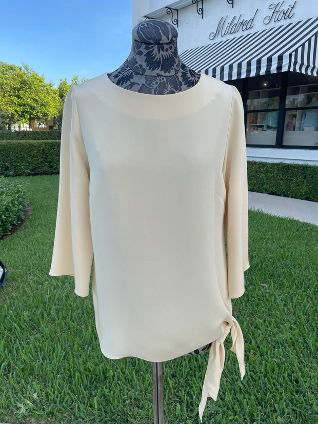 Emmelle Silk Old Gold Side Tie Tunic available at Mildred Hoit in Palm Beach.