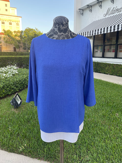 Emmelle Microlinen Tunic Electric Blue and White available at Mildred Hoit in Palm Beach.