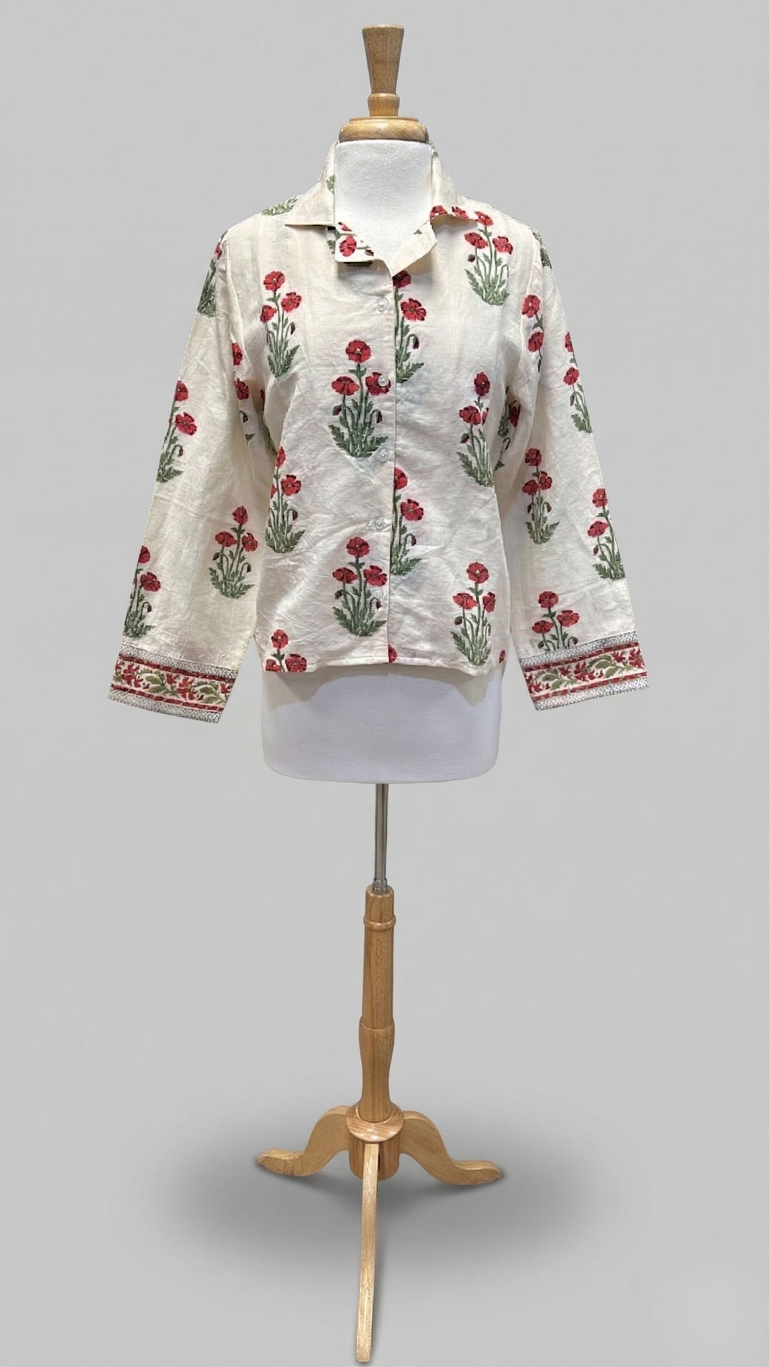 Evelyn Shirt in Red Bloom - Mildred Hoit