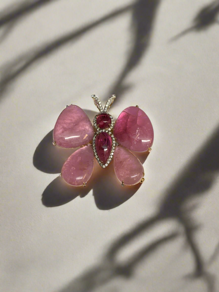 Pink Tourmaline and Diamond Brooch - Mildred Hoit