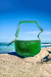 Metallic Neon Green Fanny Pack available at Mildred Hoit in Palm Beach.
