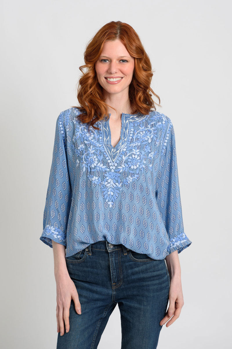 Amaya Fleur Blue Tunic - Mildred Hoit