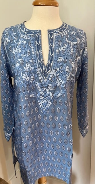 Amaya Fleur Blue Tunic - Mildred Hoit