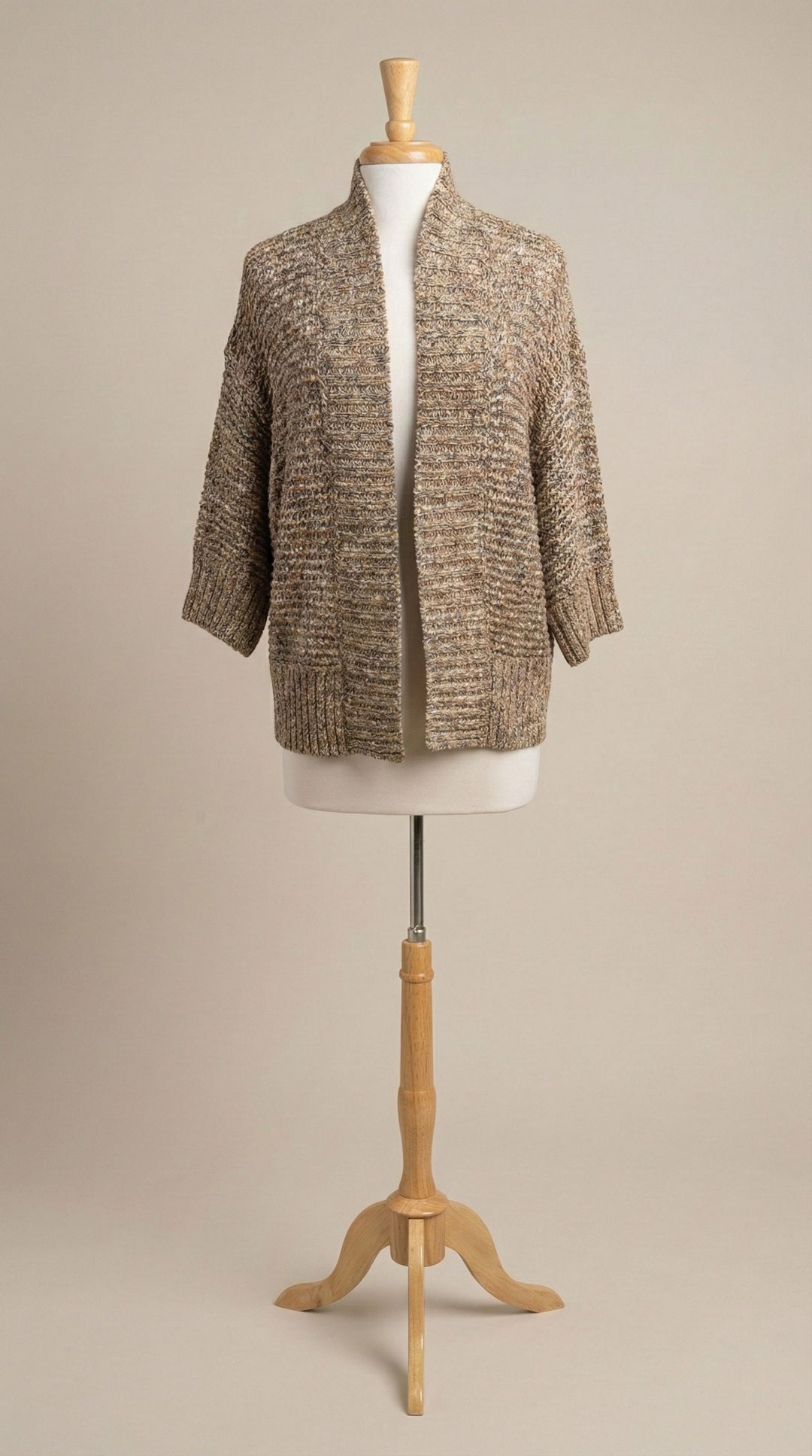 Flora Fedi Sparkle Open Cardigan in Tortora - Mildred Hoit
