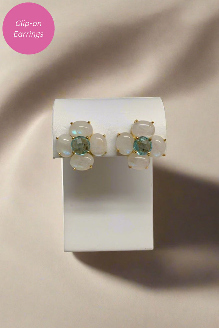 Floral Earring in White and Blue