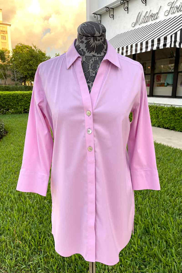 Foxcroft Pamela Essential Non-Iron Stretch Tunic in Orchid Bouquet available at Mildred Hoit in Palm Beach.