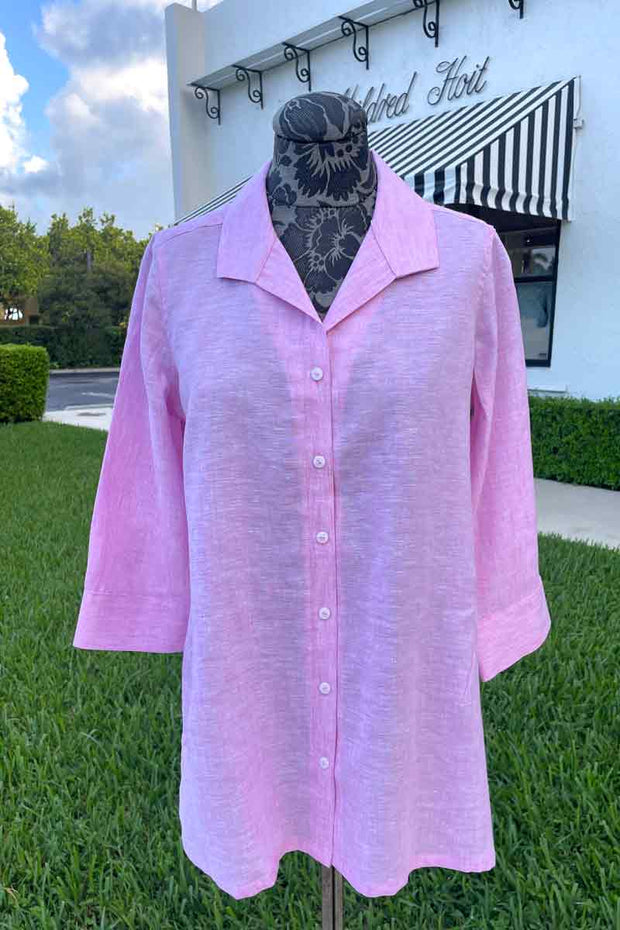 Foxcroft Stirling Easy Care Tunic in Pure Pink available at Mildred Hoit in Palm Beach.