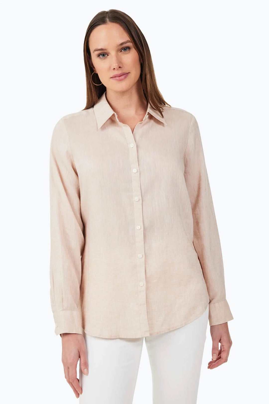 Foxcroft Jordan Linen Shirt in Flax - Mildred Hoit