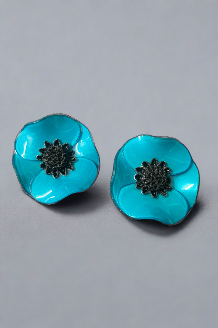 French Anemone Earrings in Azure - Mildred Hoit