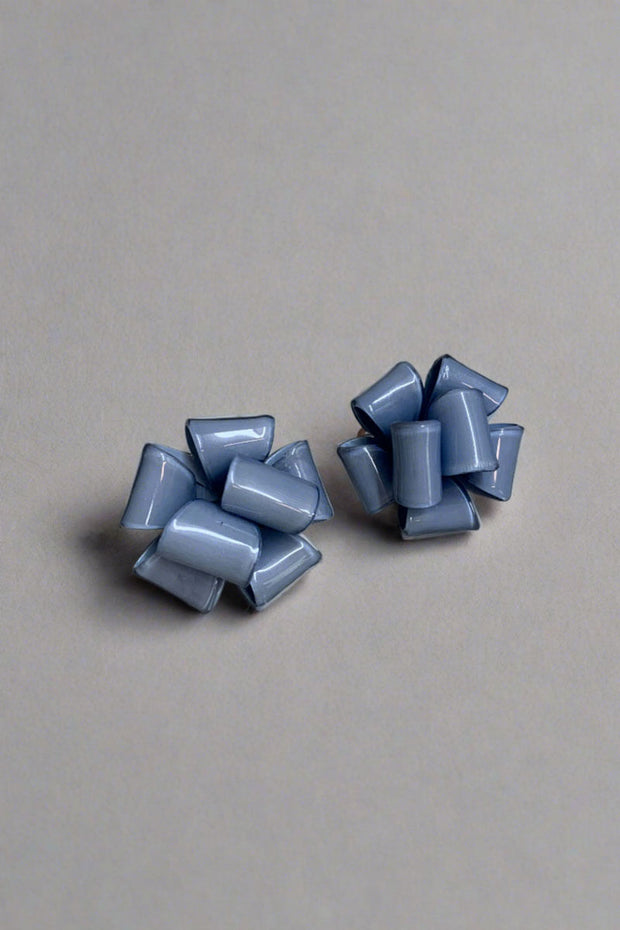 French Small Ambre Bow Earrings in Periwinkle available at Mildred Hoit in Palm Beach.
