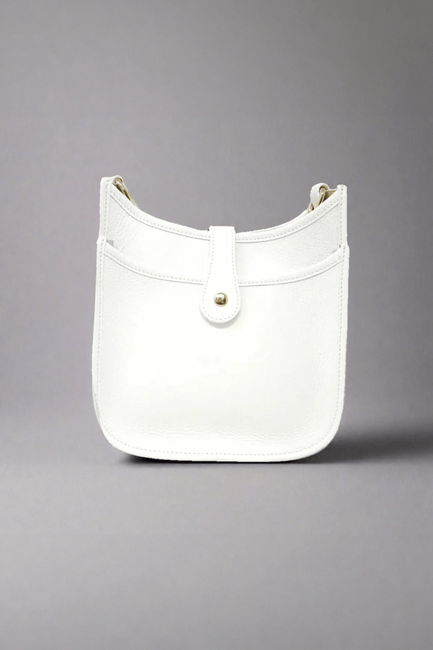 Leather Mid-Messenger Bag in White available at Mildred Hoit in Palm Beach.