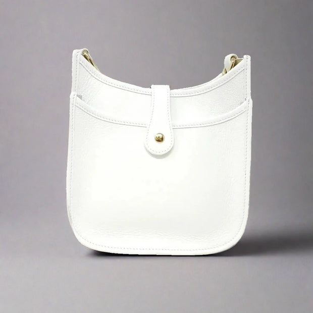 Leather Mid-Messenger Bag in White