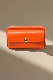 Leather Wallet with Crossbody in Orange available at Mildred Hoit in Palm Beach.