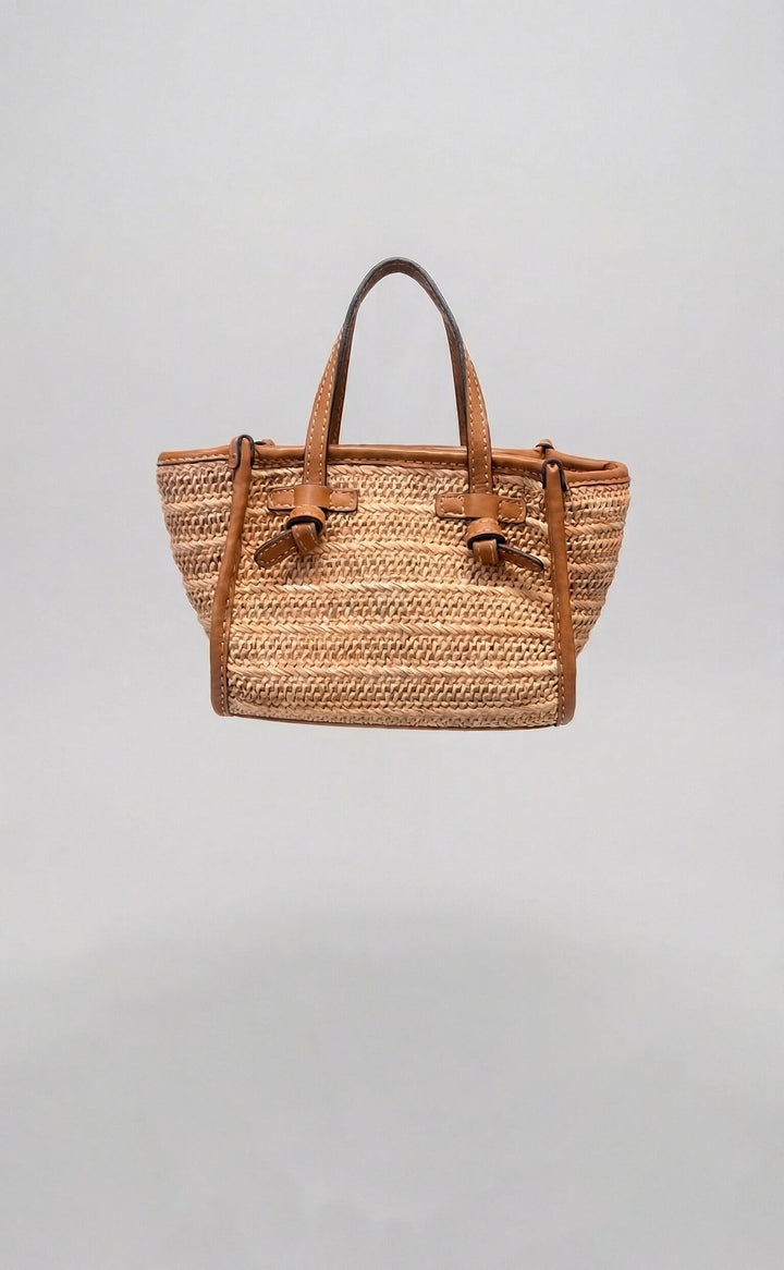Gianni Chiarini Bag in Natural Straw & Leather - Mildred Hoit