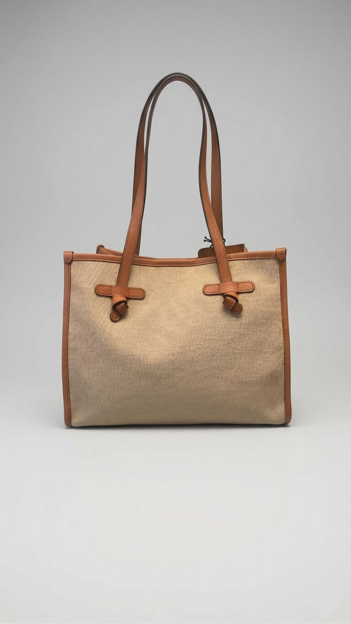 Gianni Chiarini Canvas & Leather Bag in Corda-Cuoio-Caramel - Mildred Hoit