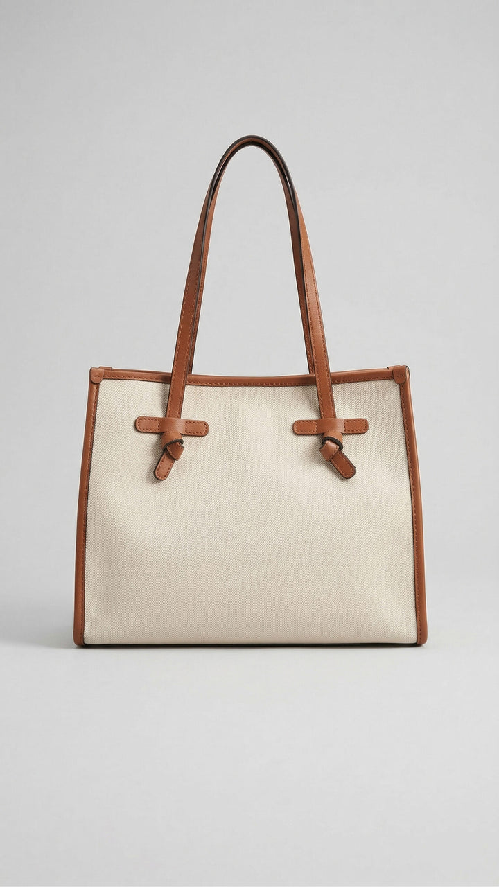 Gianni Chiarini Canvas & Leather Bag in Panna-Corda-Caramel - Mildred Hoit